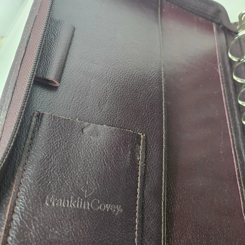 Franklin Covey 7 Ring Zippered Leather Planner Binder Ox Blood Top Grain Cowhide